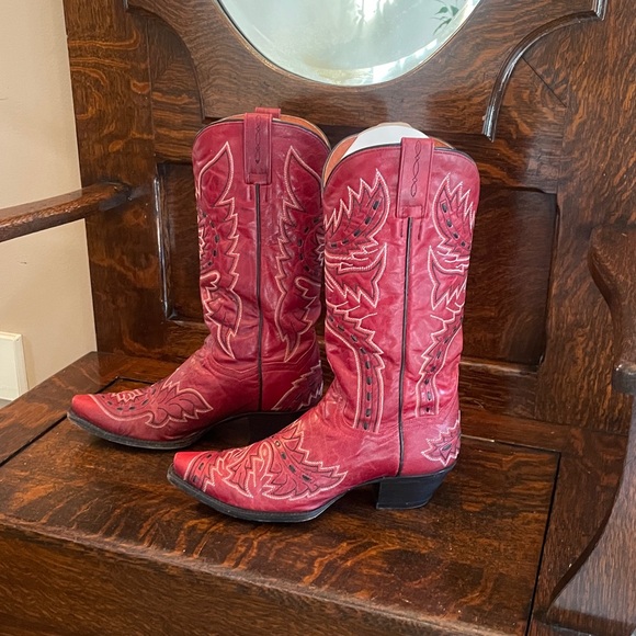 Dan Post Red Cowboy Boots (Sidewinder Style 3455) size 8.5 B - Picture 8 of 12